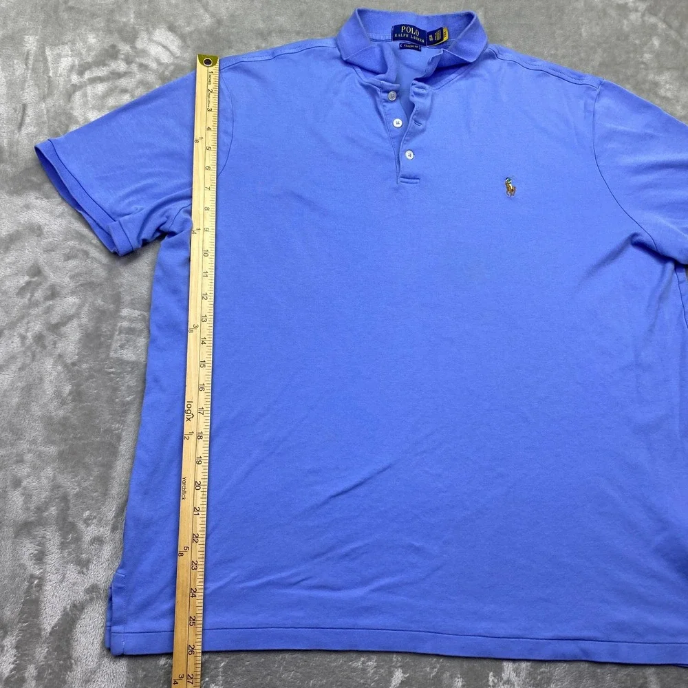 Ralph Lauren Polo Shirt Classic Fit Periwinkle‎ Blue Mens XL Flesh Pony Golf